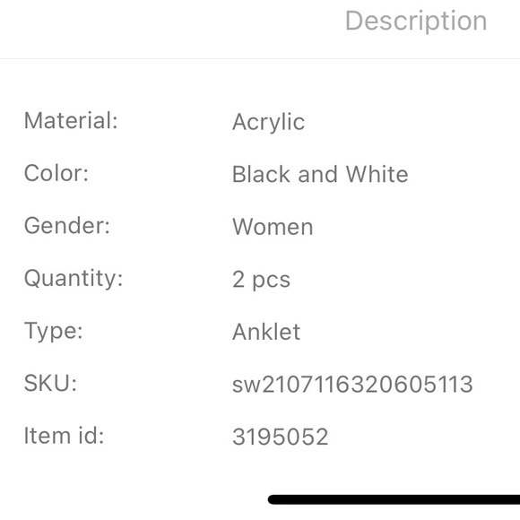 2 pcs String Anklet Black White - Picture 6 of 7